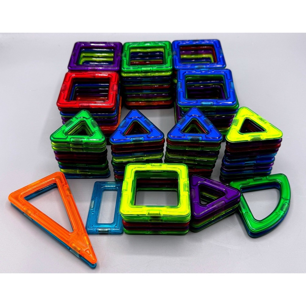 Magformers Magnetic Building Tiles 105 Pc Set Rainbow Colors STEM Mixed Shapes